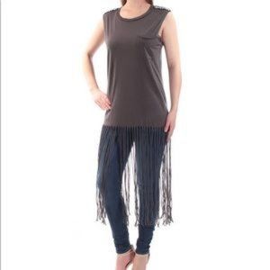 NWT Fair child sleeveless fringe Top Sz M